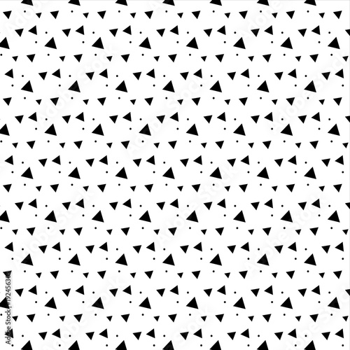 Ornament memphis Vector pattern with black triangle and drops on white background
