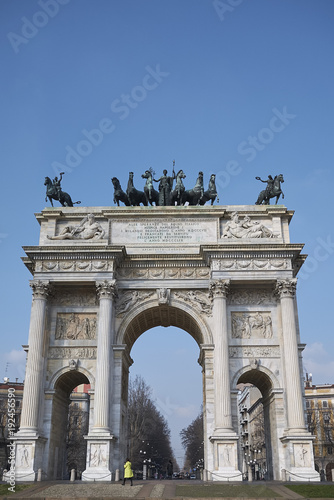 Milan, italy - February 10, 2018 : View of Arco della Pace in Milan