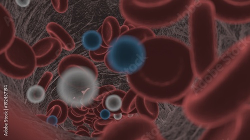 Oxygen in red blood cells in the blood and antibacterial, 3d rendering