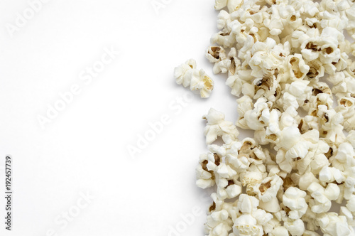 group of popcorn on white background