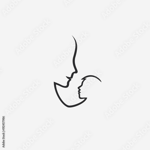 mom and baby vector icon