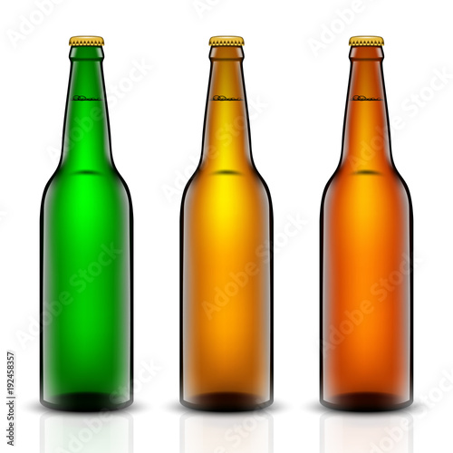 Beer bottle vector set.
