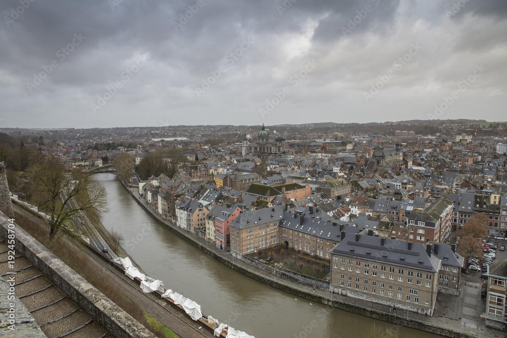 Cityscape of Namur view from the Historic Citadel of Namur, Wallonia region, Belgium