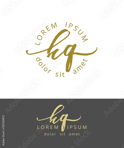 H Q. Handdrawn Brush Monogram Calligraphy Logo Design