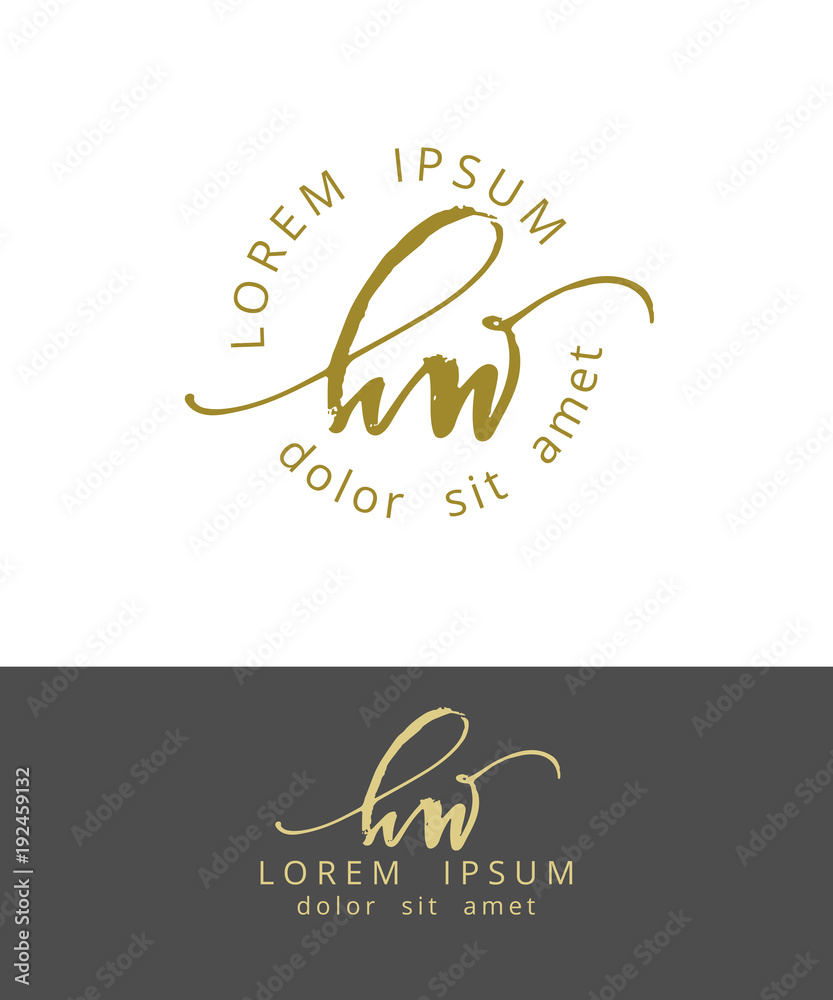 H W. Handdrawn Brush Monogram Calligraphy Logo Design H W. Handdrawn Brush Monogram Calligraphy Logo Design