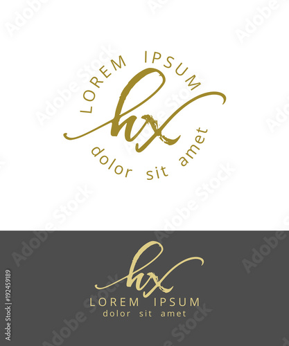 H X. Handdrawn Brush Monogram Calligraphy Logo Design