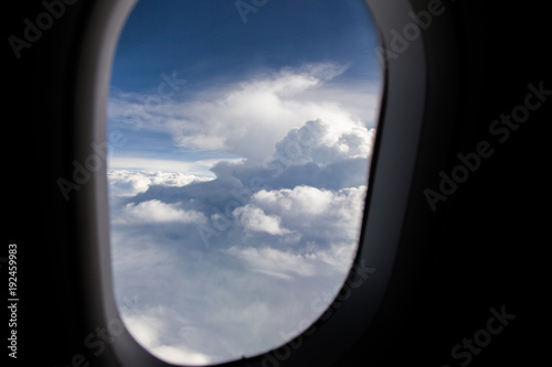 blue sky with the clouds from the plane view