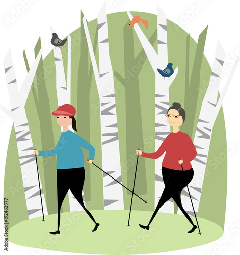 people are engaged in Nordic walking