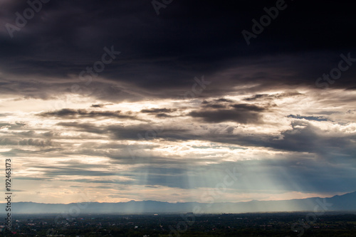 colorful dramatic sky with cloud at sunset.