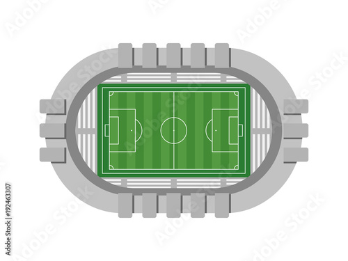 Football stadium aerial view on white background