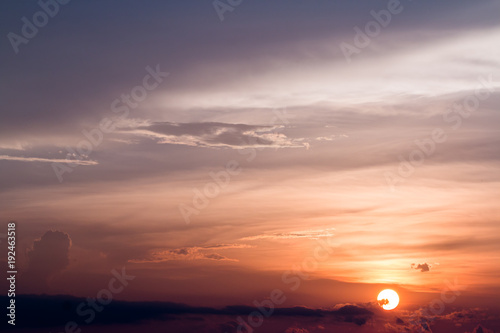 colorful dramatic sky with cloud at sunset.