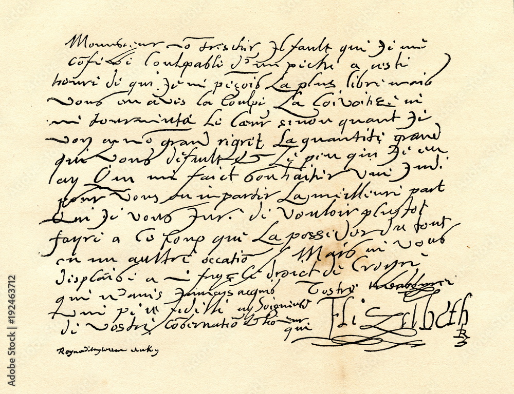 Letter from the Elizabeth I of England to the Henry IV of France (from Spamers Illustrierte Weltgeschichte, 1894, 5[1], 696/697)