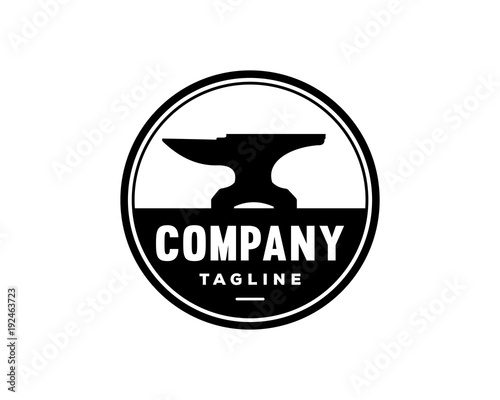 Black Anvil for Forging Symbol Vintage Circle Logo Vector