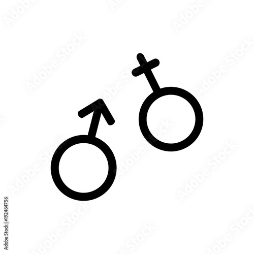 Monochrome gender icon in flat style. Isolated gender icon for use in variety of projects. Black and white vector gender icon for web sites and apps.