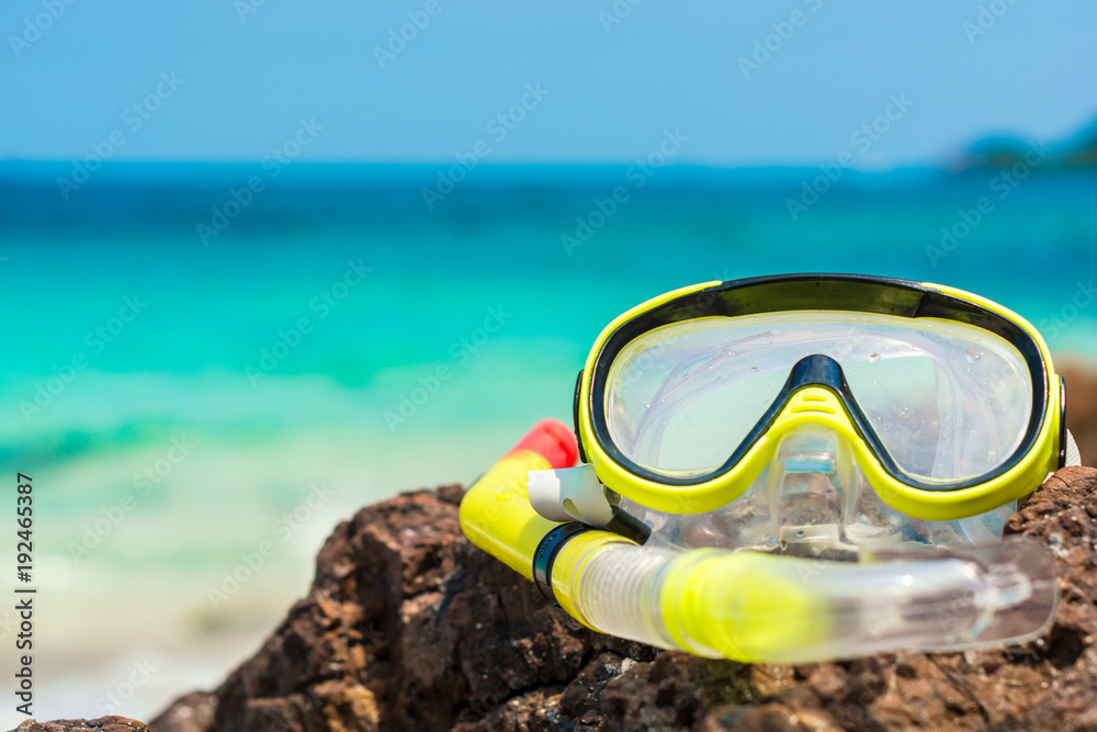 Summer  diving mask at beach