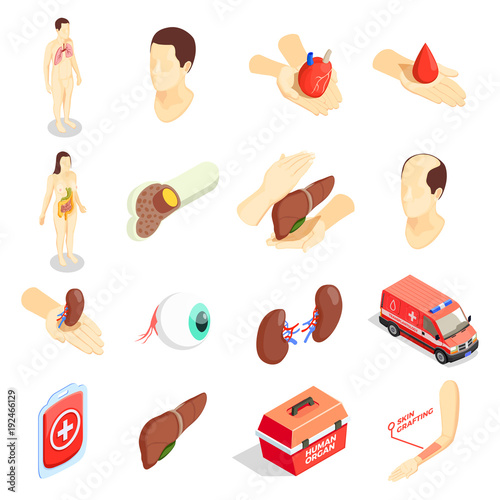 Transplantation Isometric Icons Set