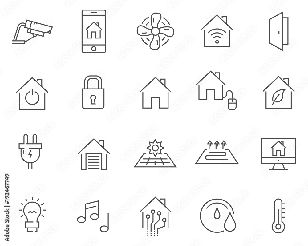 Set of smart home line vector icons. Outline style Set of smart home line vector icons. Outline style