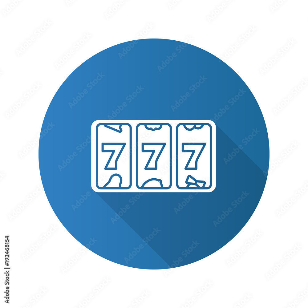 Slot machine with three sevens flat design long shadow glyph ico Slot machine with three sevens flat design long shadow glyph ico