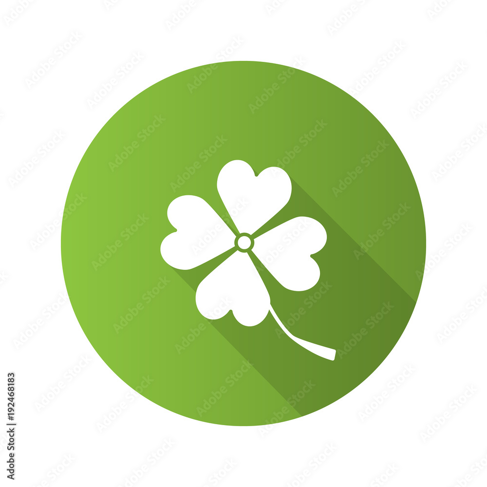 Four leaf clover flat design long shadow glyph icon Four leaf clover flat design long shadow glyph icon