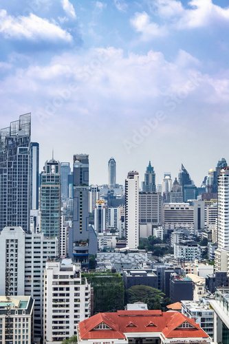 15 February  2018  Blue sky and city buildings in Bangkok Thailand