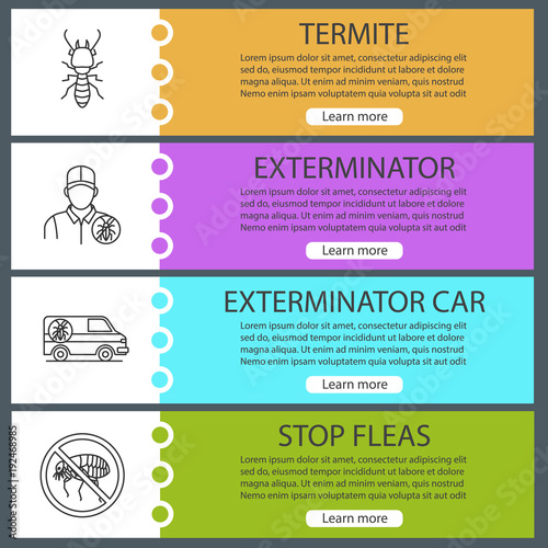 Pest control web banner templates set