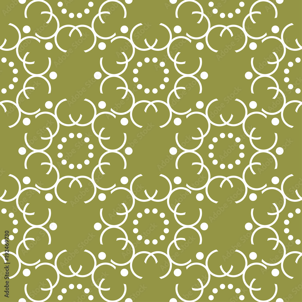 Fototapeta premium Olive green and white geometric seamless pattern