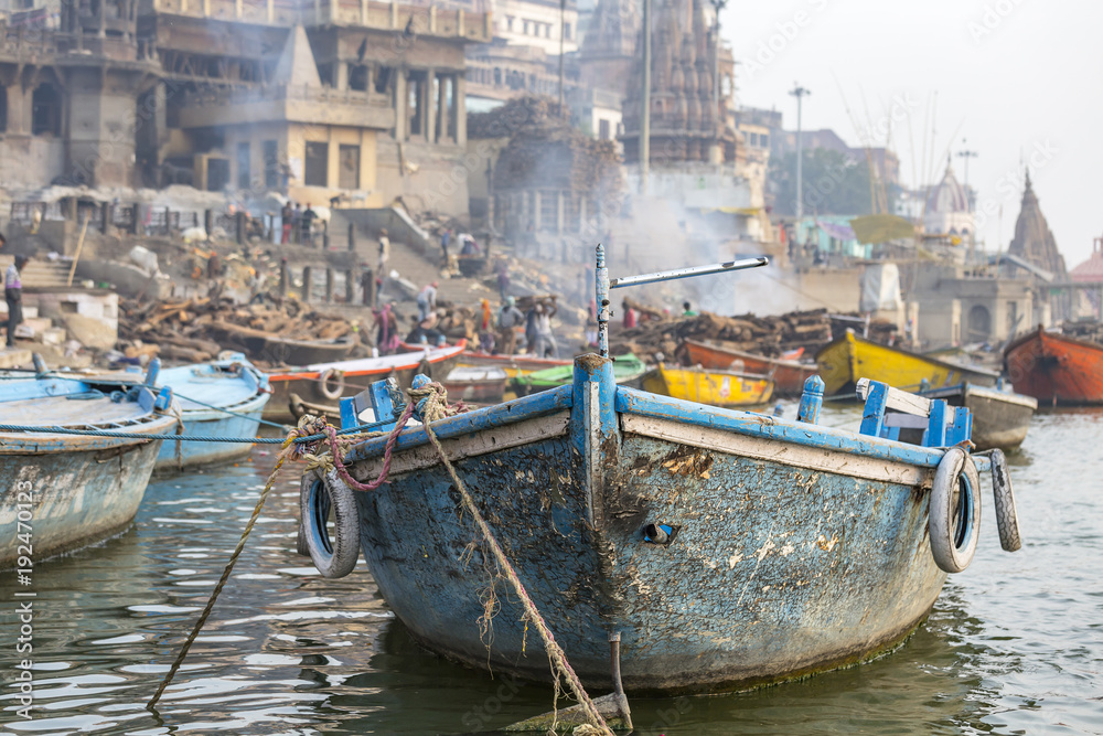 boats on the Ganges river, Varanasi, Uttar Pradesh, India