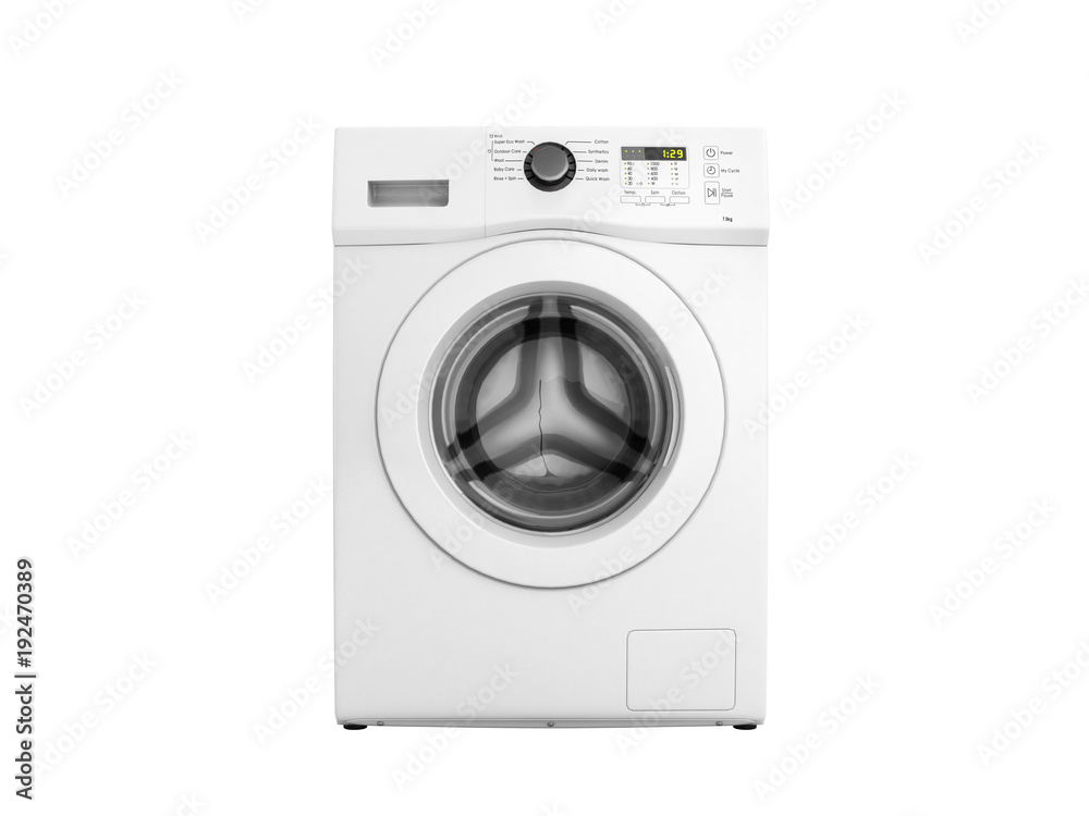 Washing machine without shadow on white background 3d illustration