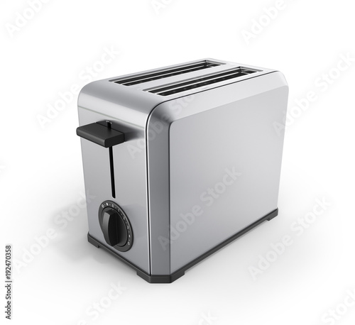 Grey metal toaster isolated on white background 3d