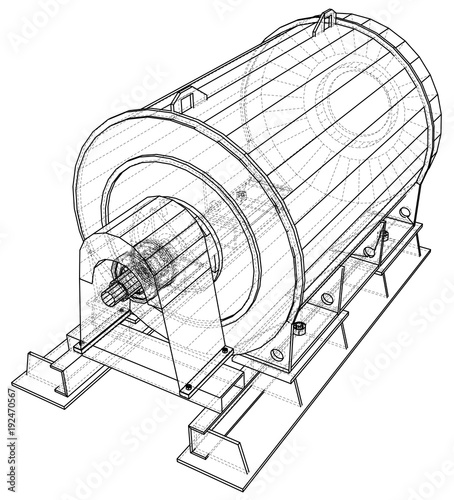 Industrial equipment. Wire-frame. Vector EPS10 format. Vector rendering of 3d.