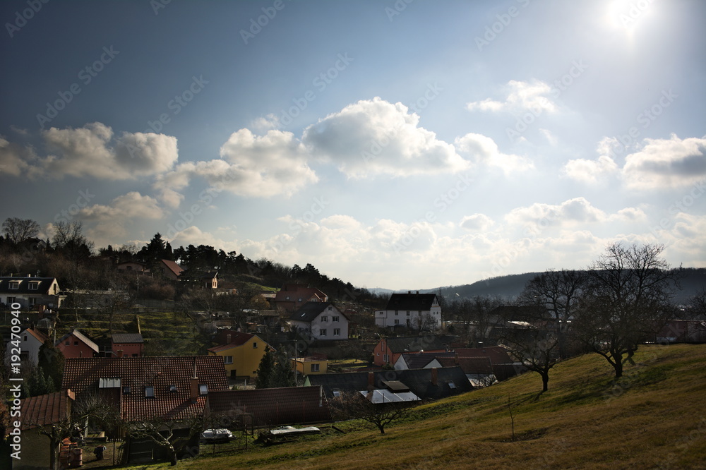 Village landscape panorama 