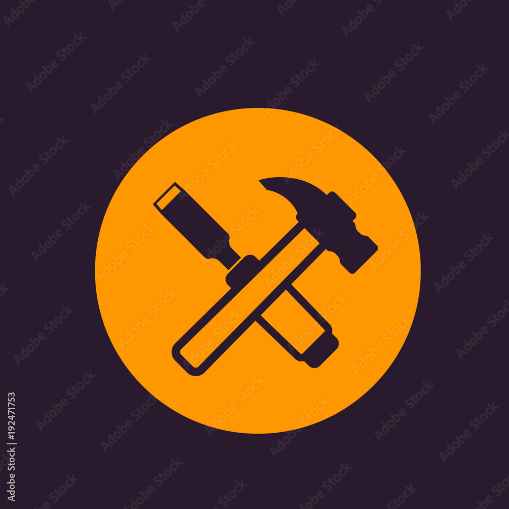 hammer and chisel icon hammer and chisel icon