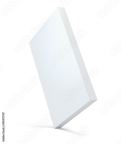 White package model. Blank cardboard or white paper container box package template. Isolated on white background with soft shadow. 3D rendering.