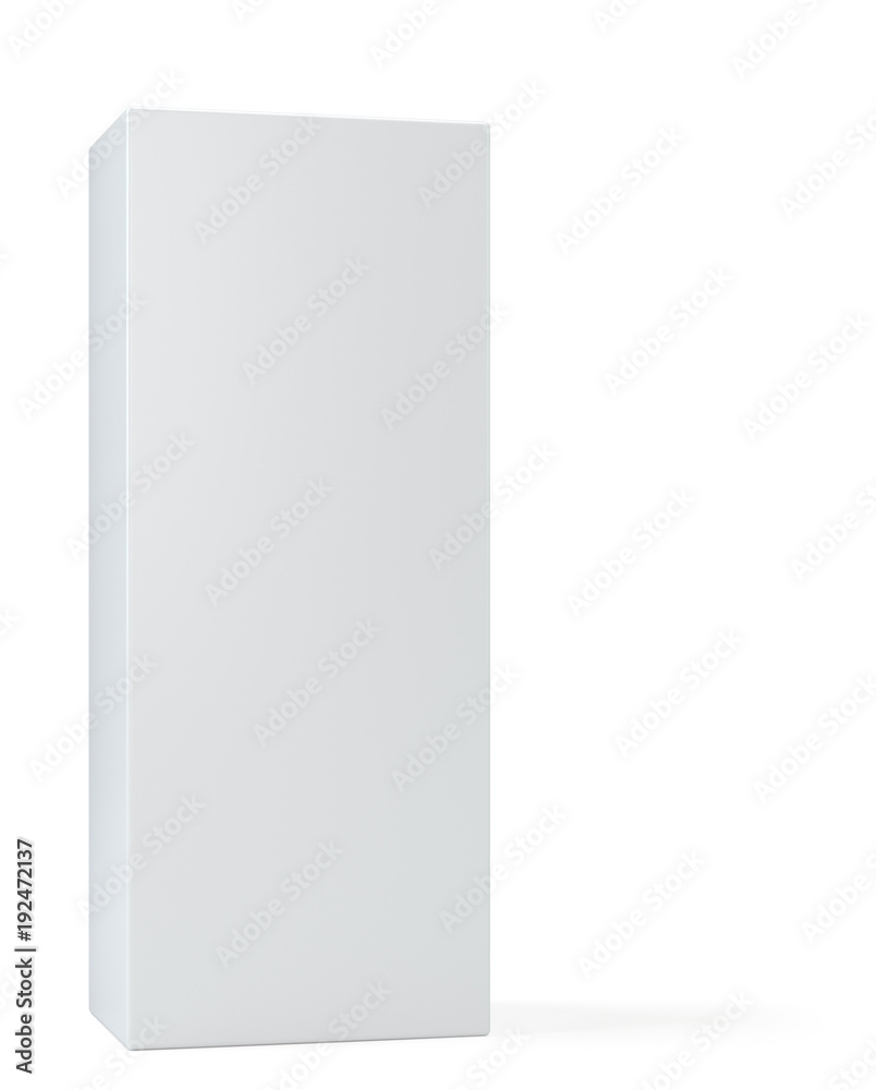 White realistic rectangle box package mockup with shadow for your design. Isolated on white background. 3d illustration White realistic rectangle box package mockup with shadow for your design. Isolated on white background. 3d illustration
