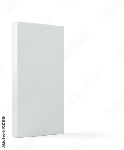 Blank white package paper cardboard box. Isolated on white background with soft shadow. 3d illustration