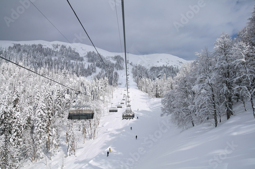 Chairlift in the Caucasus mountains, Rosa Khutor ski resort