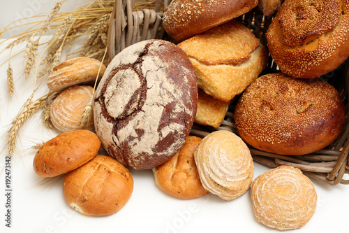 different bread with ears on a white background.