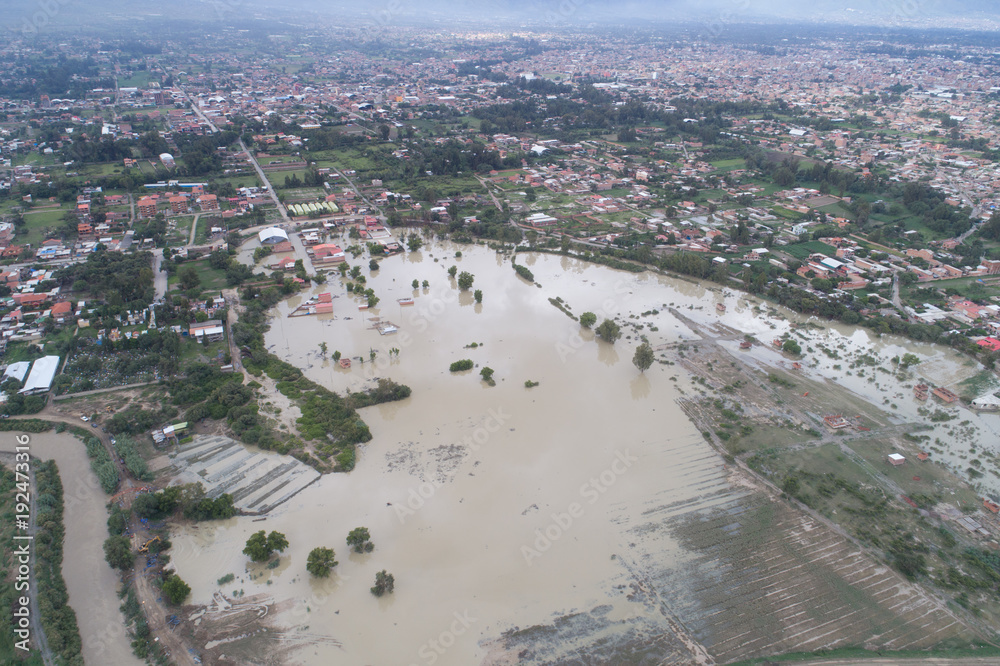 Aerial Photo of Flooding in Vinto, Cochabamba, Bolivia