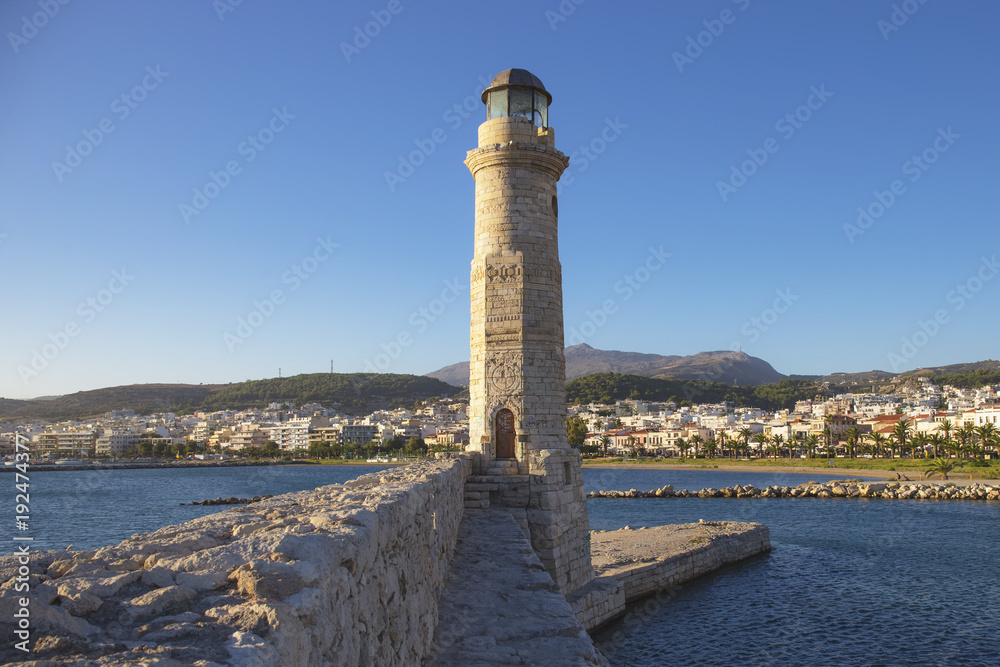 Old lighthouse at the Rethymno, Crete, Greece