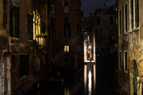 Canal in Venice  Italy at night