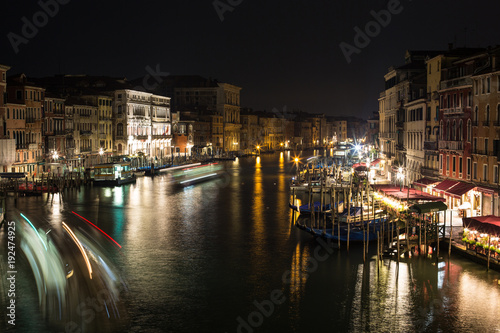 Canal in Venice  Italy at night