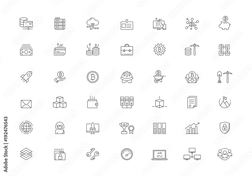 Cryptocurrency Vector line icon set Cryptocurrency Vector line icon set