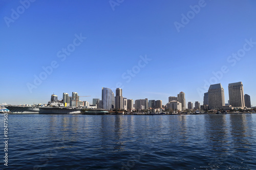 The San Diego, California skyline from San Diego Bay.