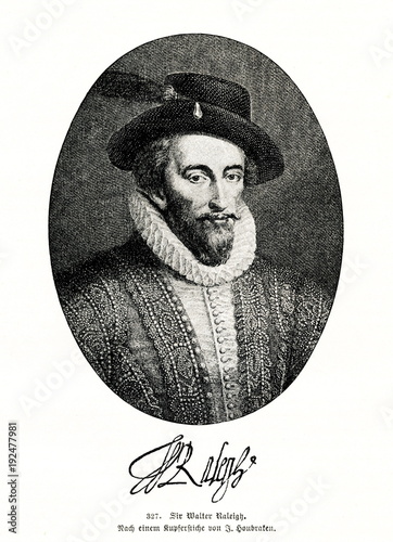 Walter Raleigh, English courtier and explorer (from Spamers Illustrierte Weltgeschichte, 1894, 5[1], 707)