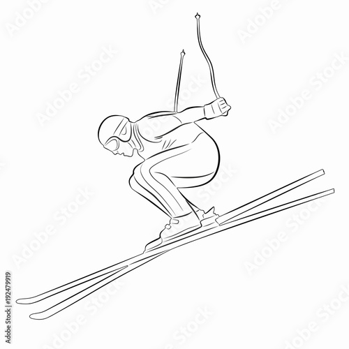 illustration of a skier , vector draw