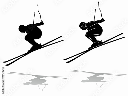 silhouette of a skier , vector draw