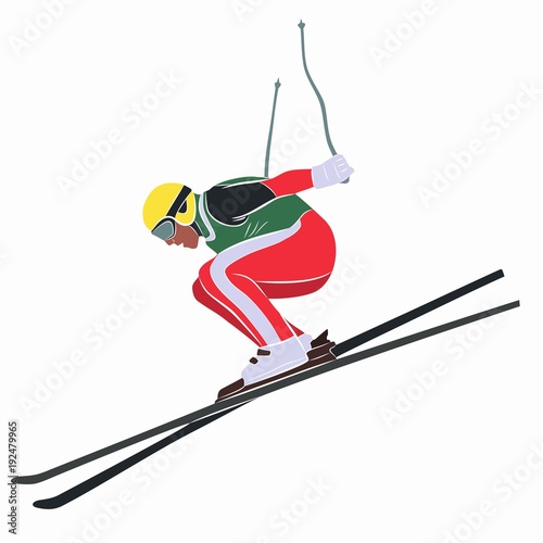 illustration of a skier , vector draw