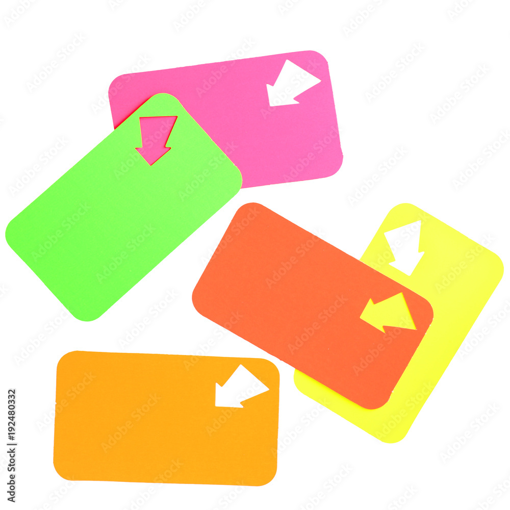 colorful price sign paper with arrows isolated on white colorful price sign paper with arrows isolated on white