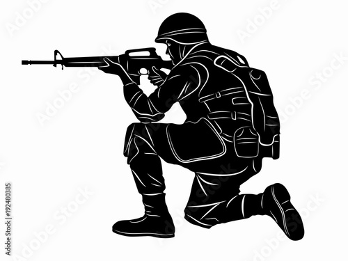 illustration of a shooting soldier, vector draw