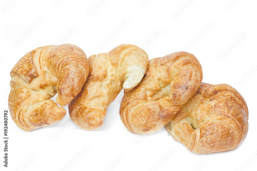 Fresh croissants isolated on white background.